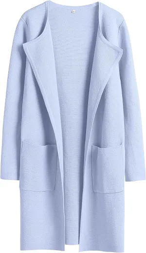 ANRABESS Women's Open Front Knit Lightweight Cardigan Casual Long Coatigan Sweater Lady Jacket Coat 2025 Fall Outerwear