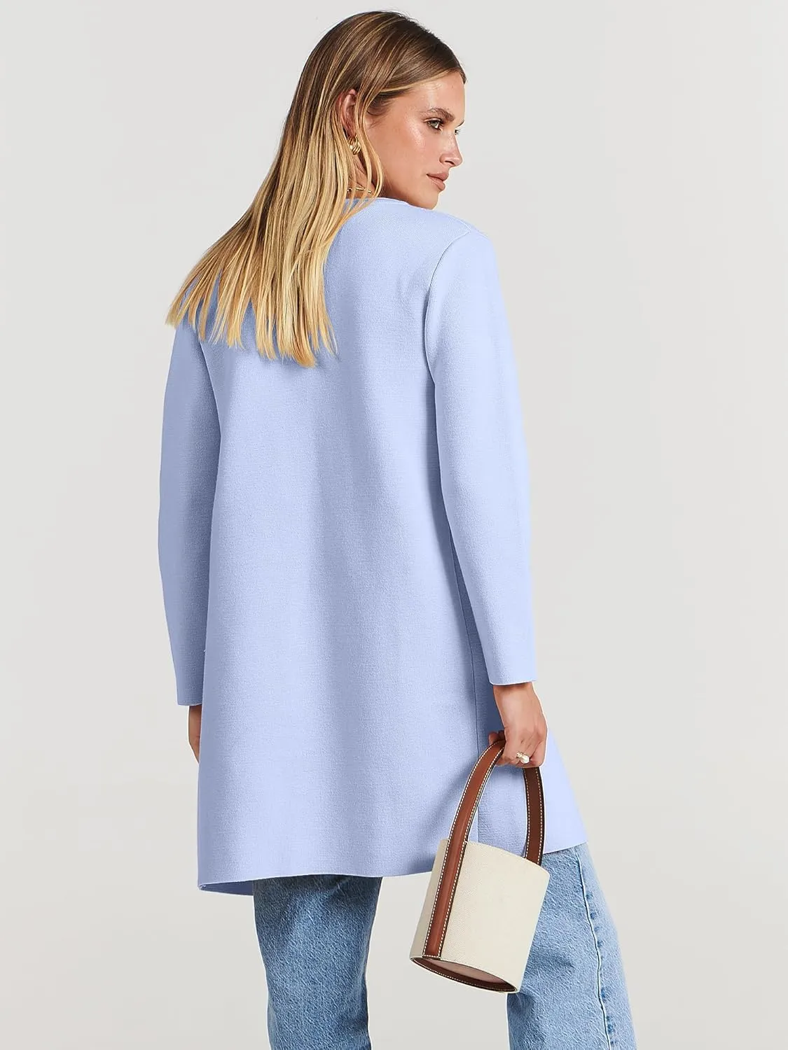 ANRABESS Women's Open Front Knit Lightweight Cardigan Casual Long Coatigan Sweater Lady Jacket Coat 2025 Fall Outerwear