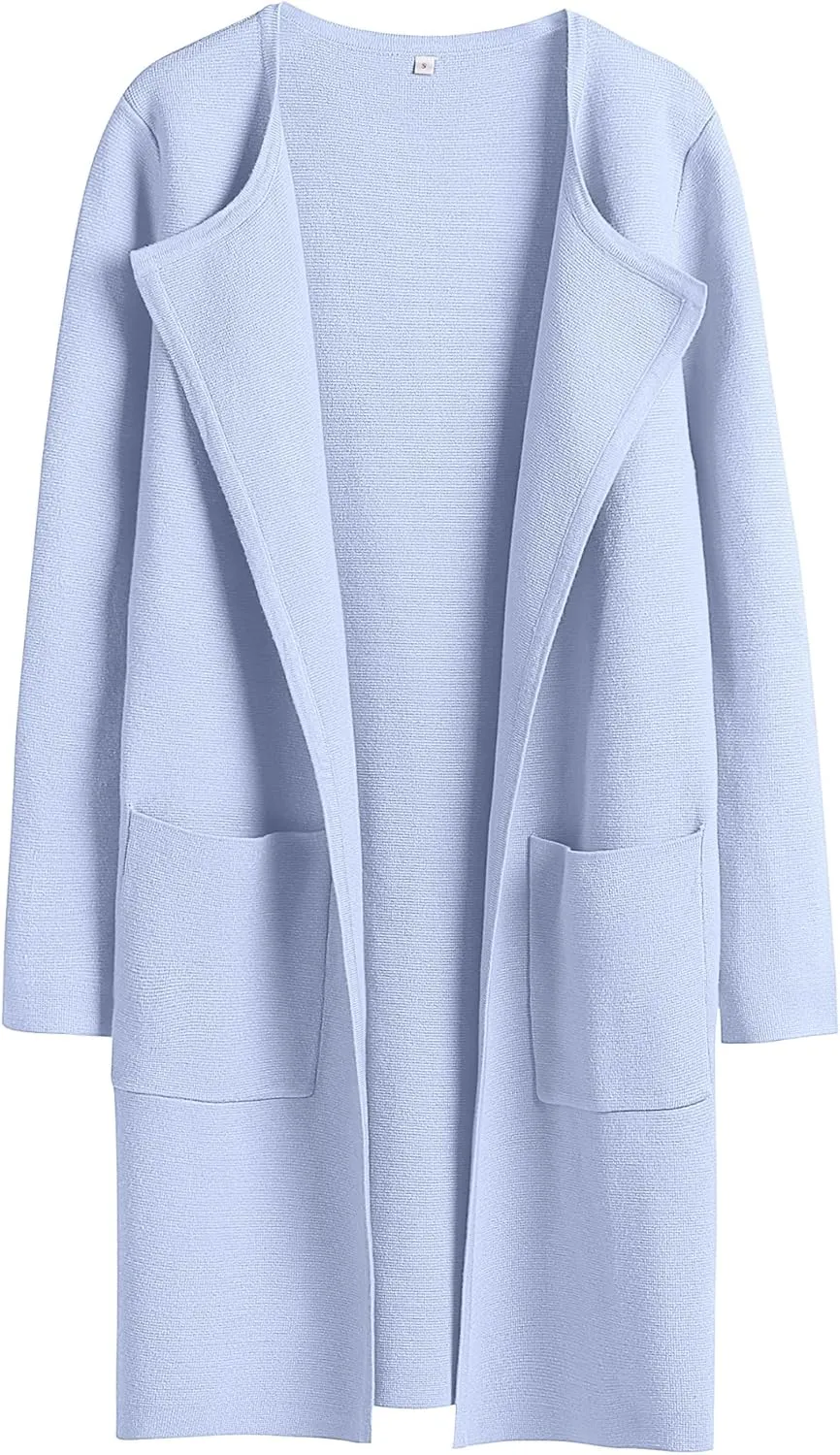 ANRABESS Women's Open Front Knit Lightweight Cardigan Casual Long Coatigan Sweater Lady Jacket Coat 2025 Fall Outerwear