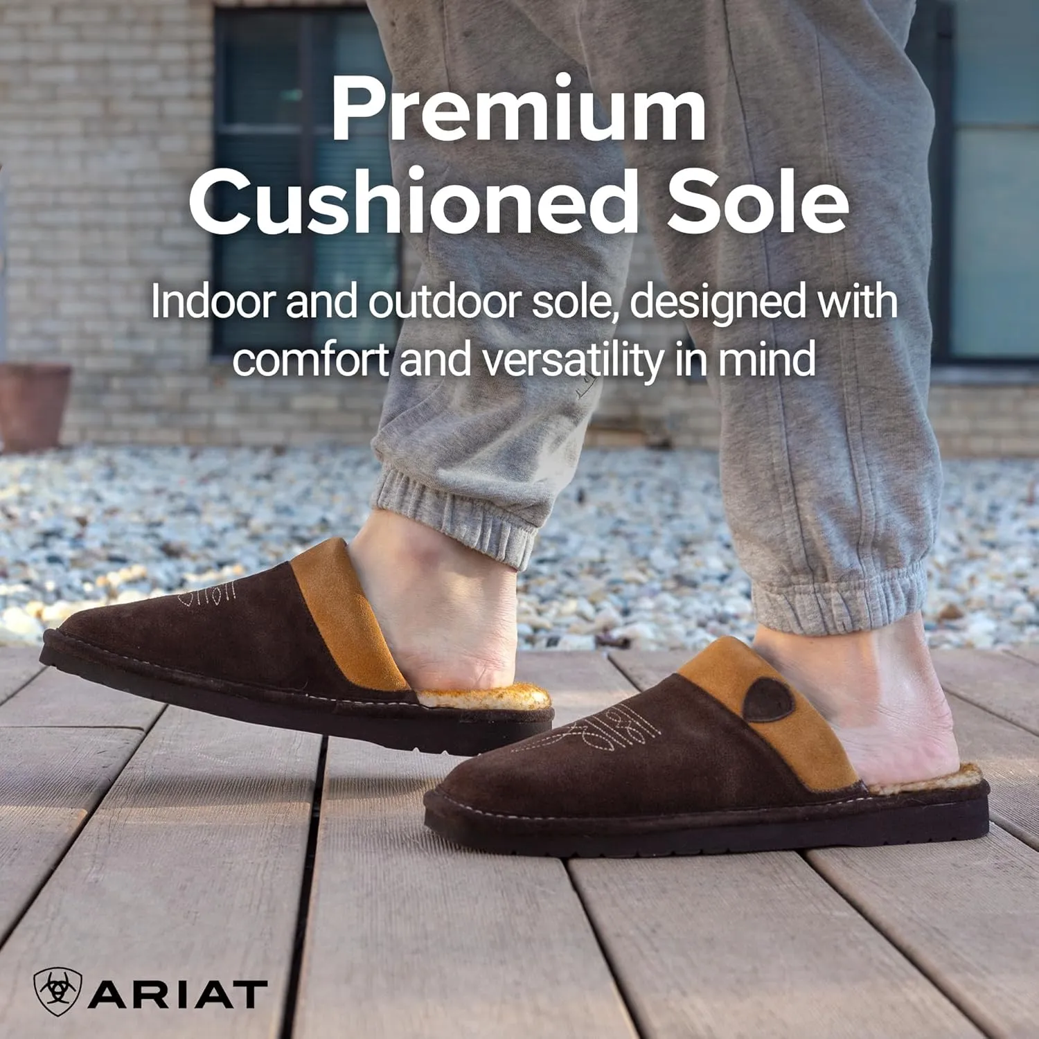ARIAT Men's 2842 Silversmith Outdoor Indoor Western Suede Foam Cushioned Square Toe Slipper