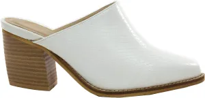 ARiderGirl Womens Sissy Stacked Heel Snake and Cow Print Pointed Toe Slip-on Mule