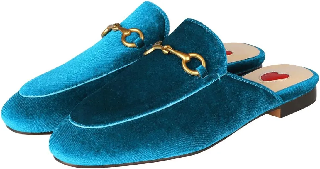 Arqa Mules for Women Almond Toe Leather Flats Slip-on Comfort Backless Loafers Buckle Mule Shoes
