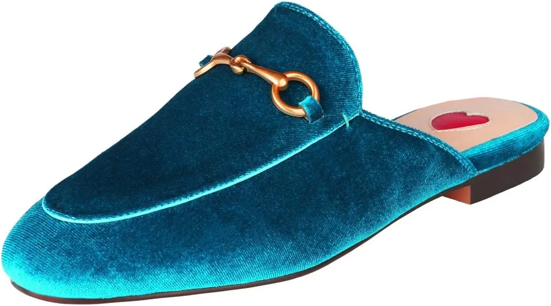Arqa Mules for Women Almond Toe Leather Flats Slip-on Comfort Backless Loafers Buckle Mule Shoes