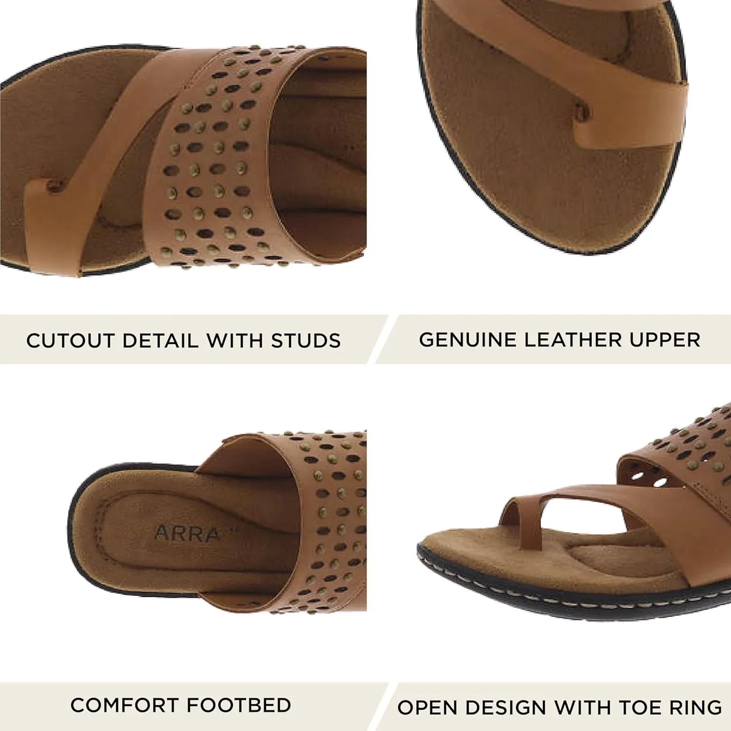 ARRAY Women's Catalina Leather Slip-On Sandal with Studs