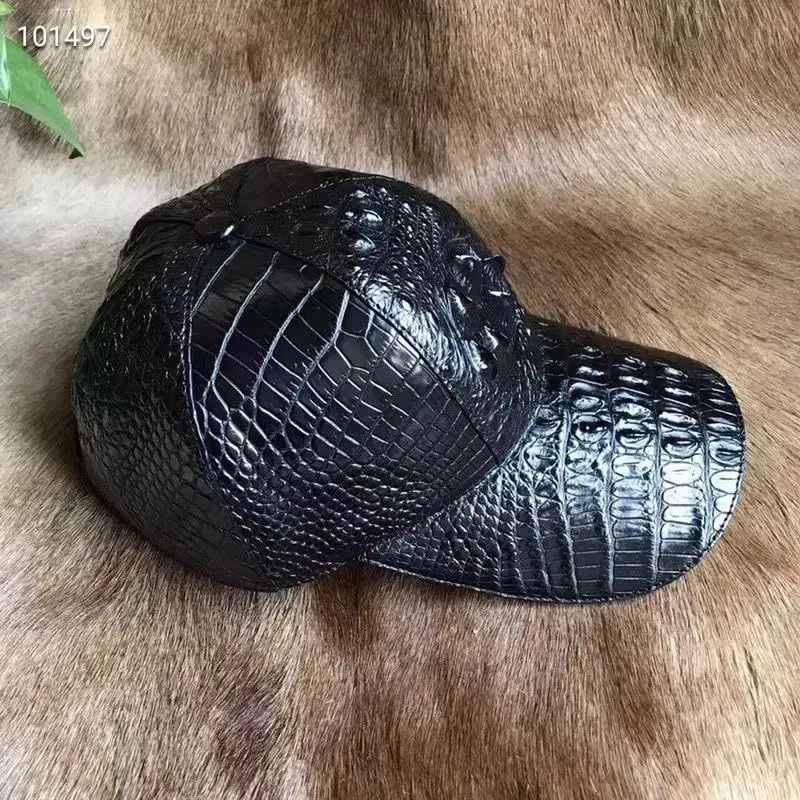 Authentic Real Crocodile Leather Men's Casual Baseball Cap Exotic Genuine Alligator Skin Autumn Winter Male Adjustable Hat