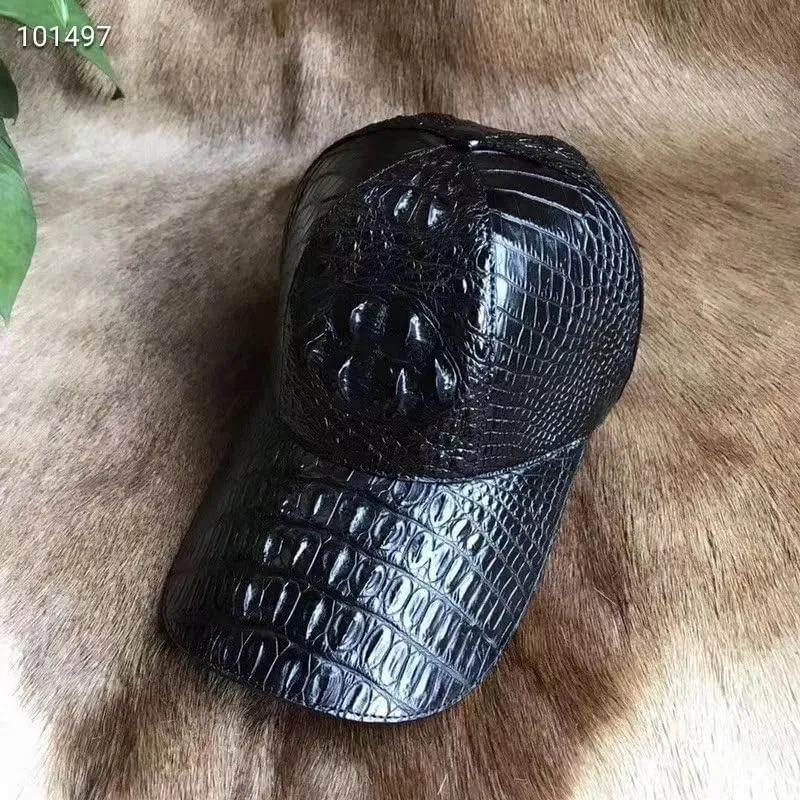 Authentic Real Crocodile Leather Men's Casual Baseball Cap Exotic Genuine Alligator Skin Autumn Winter Male Adjustable Hat