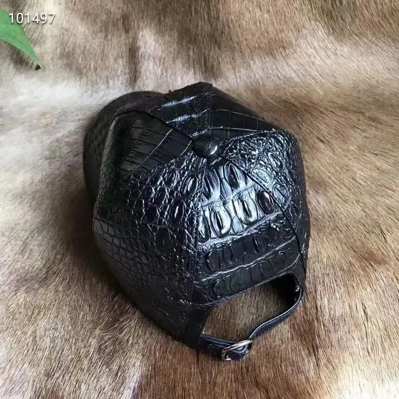 Authentic Real Crocodile Leather Men's Casual Baseball Cap Exotic Genuine Alligator Skin Autumn Winter Male Adjustable Hat