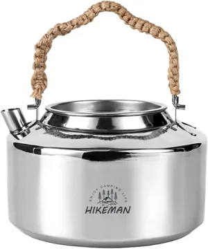 awakentti Camping Cookware, 1.2L Teapot, Camping Cookware, Coffee Pot, Camping Coffee Makers, 304 Stainless Lightweight Coffee Pot With Braided Rope Cover Handle For Home Use