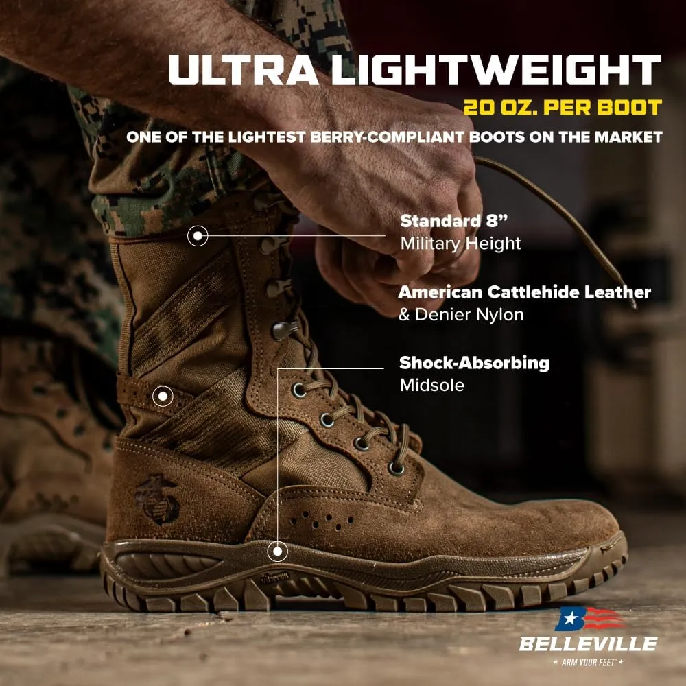 B Belleville Arm Your Feet USMC Ultra Light 520MOTO 8" (EGA) Assault Boots for Men