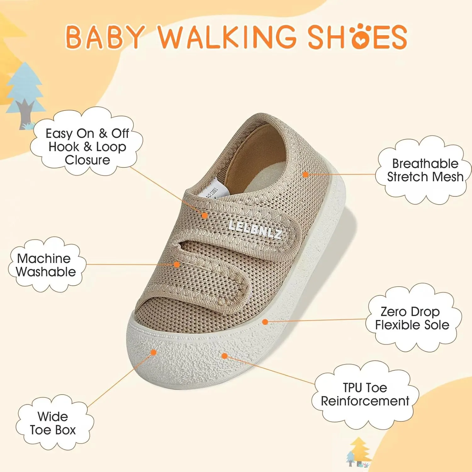 Baby Shoes Boys Girls First Walking Lightweight Non-Slip Toddler Sneakers Infant Tennis Shoes 6 9 12 18 20 24 Months