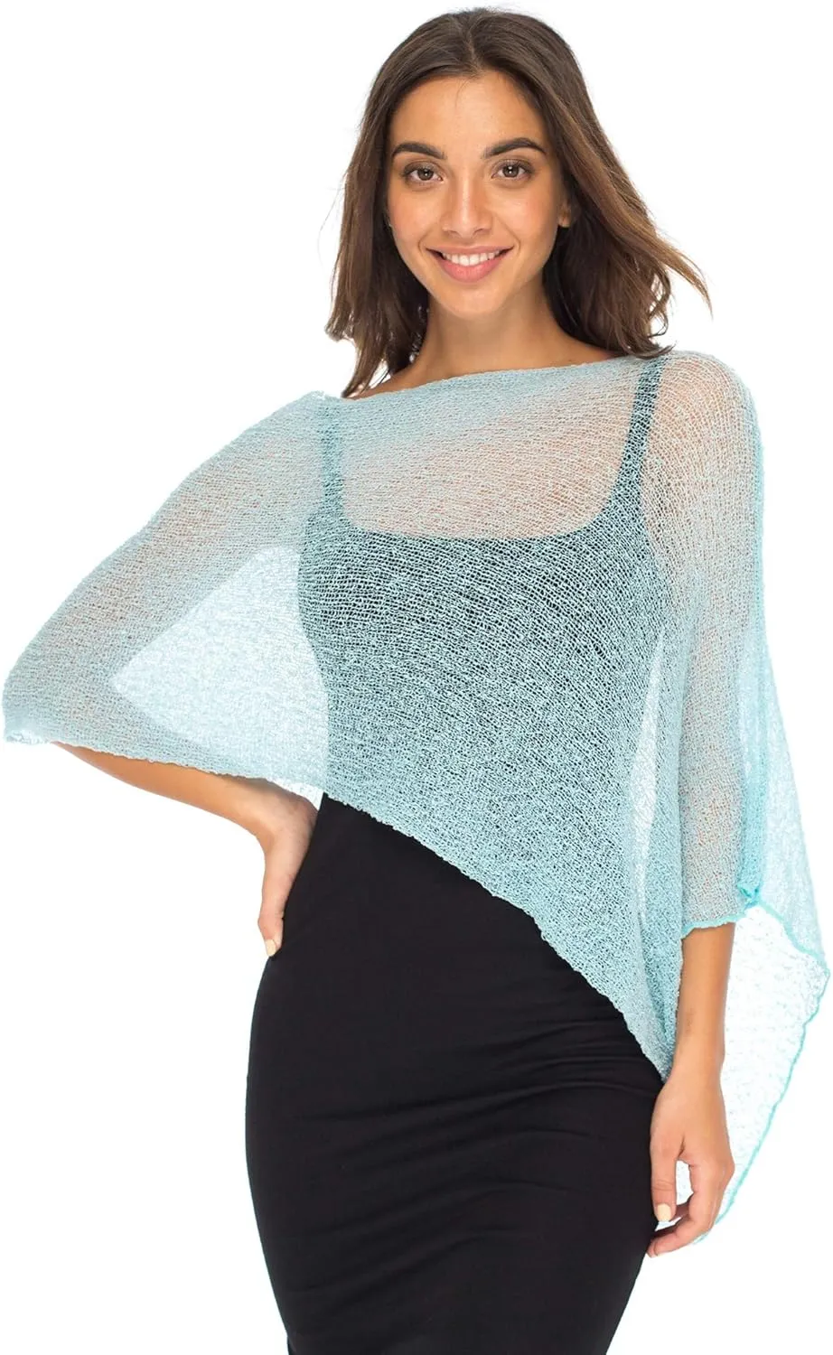 Back From Bali Womens Sheer Poncho Shrug Bolero, Lightweight Summer Shrug Pullover Sweater