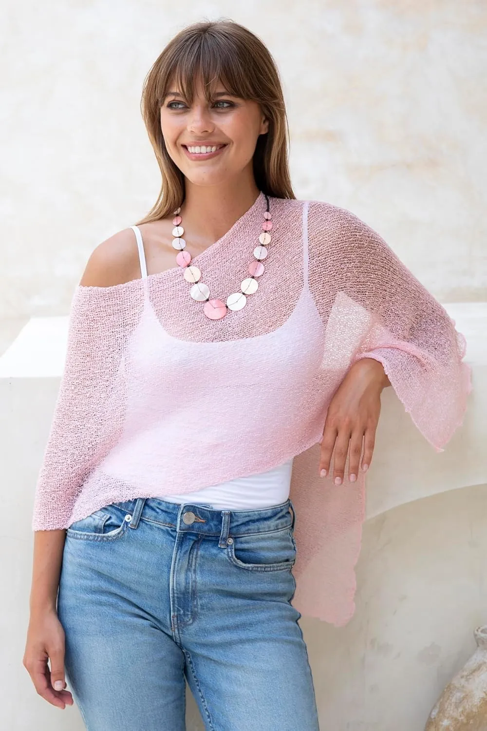 Back From Bali Womens Sheer Poncho Shrug Bolero, Lightweight Summer Shrug Pullover Sweater