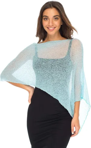 Back From Bali Womens Sheer Poncho Shrug Bolero, Lightweight Summer Shrug Pullover Sweater