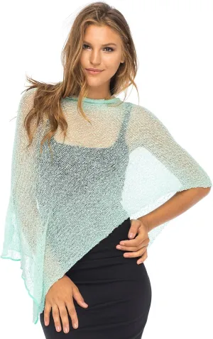 Back From Bali Womens Sheer Poncho Shrug Bolero, Lightweight Summer Shrug Pullover Sweater