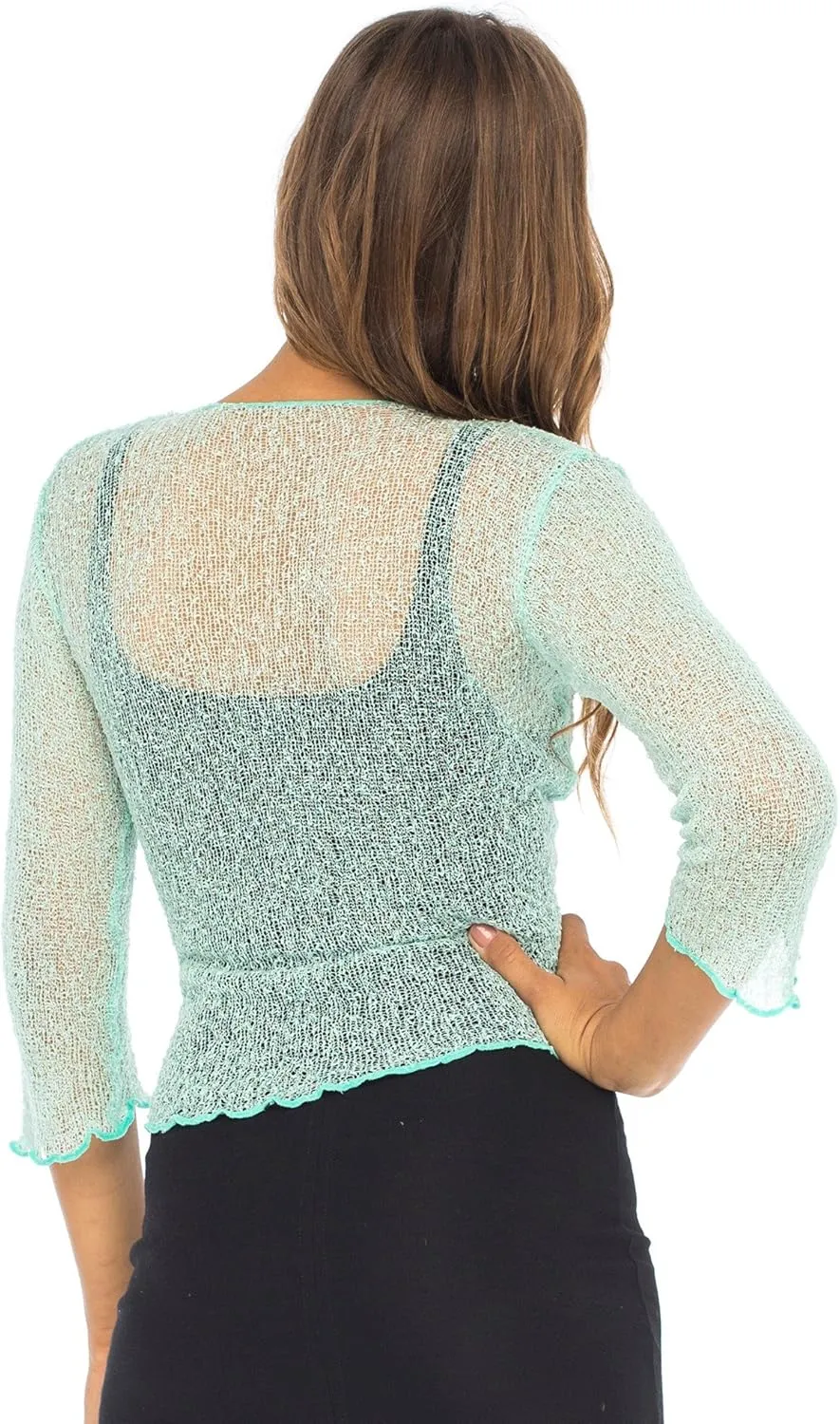 Back From Bali Womens Sheer Shrug Cardigan Lightweight Knit
