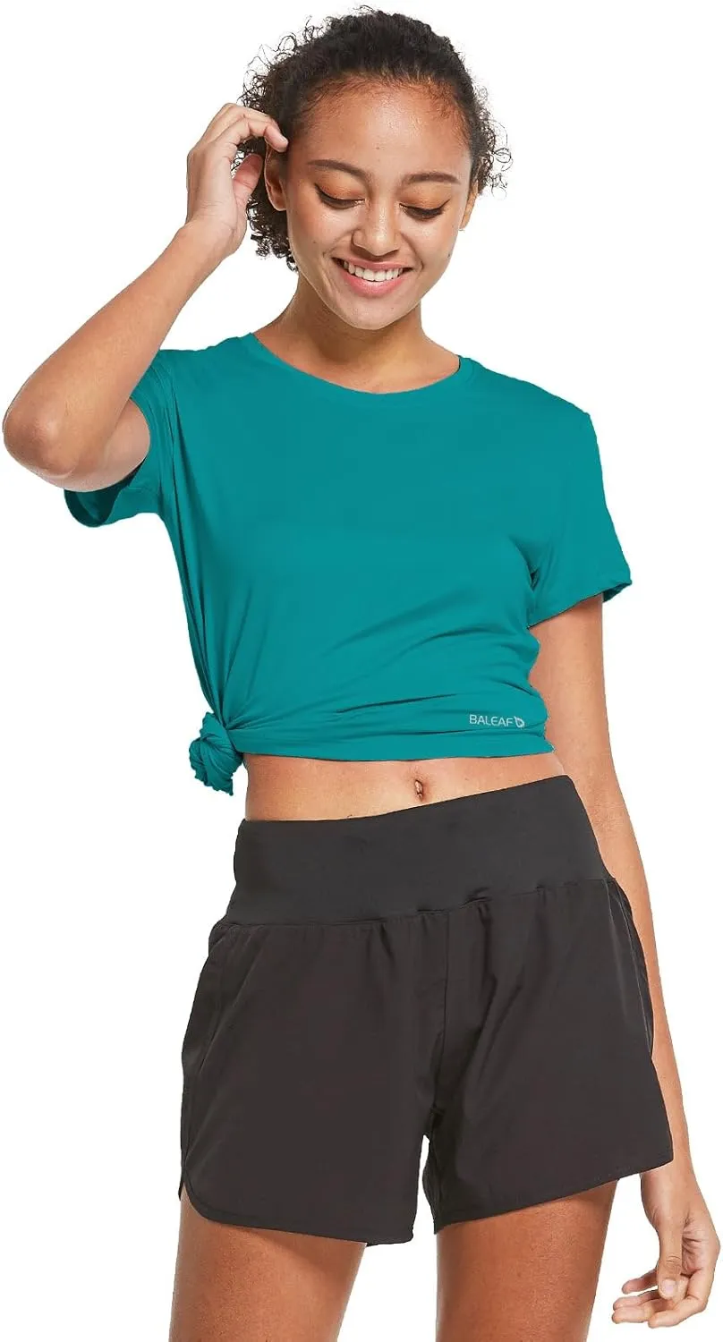 baleaf Women's Short Sleeve Running Workout Shirts Athletic Tops Lightweight Quick Dry Training Yoga Crewneck