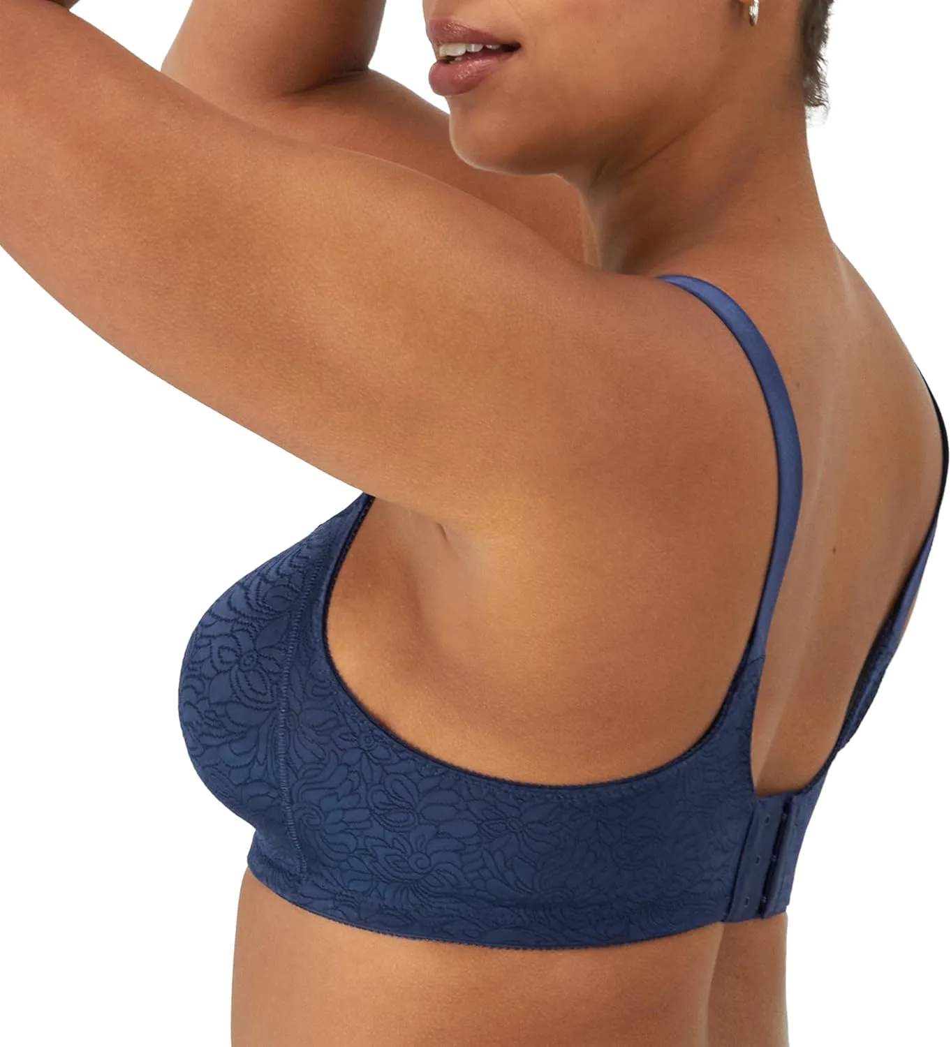 Bali Women's Double Support Wireless, Lace Bra with Stay-in-Place Straps, Full-Coverage