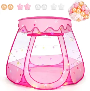Ball Pits for Toddlers 1-3 with 50 Balls, Pop Up Princess Tent with Star Lights for 6 12 18 Months Babies, Baby Girl Toys for 1 2 3 Year Old Birthday Gift, Kids Play Tent with Carry Bag Indoor|Outdoor