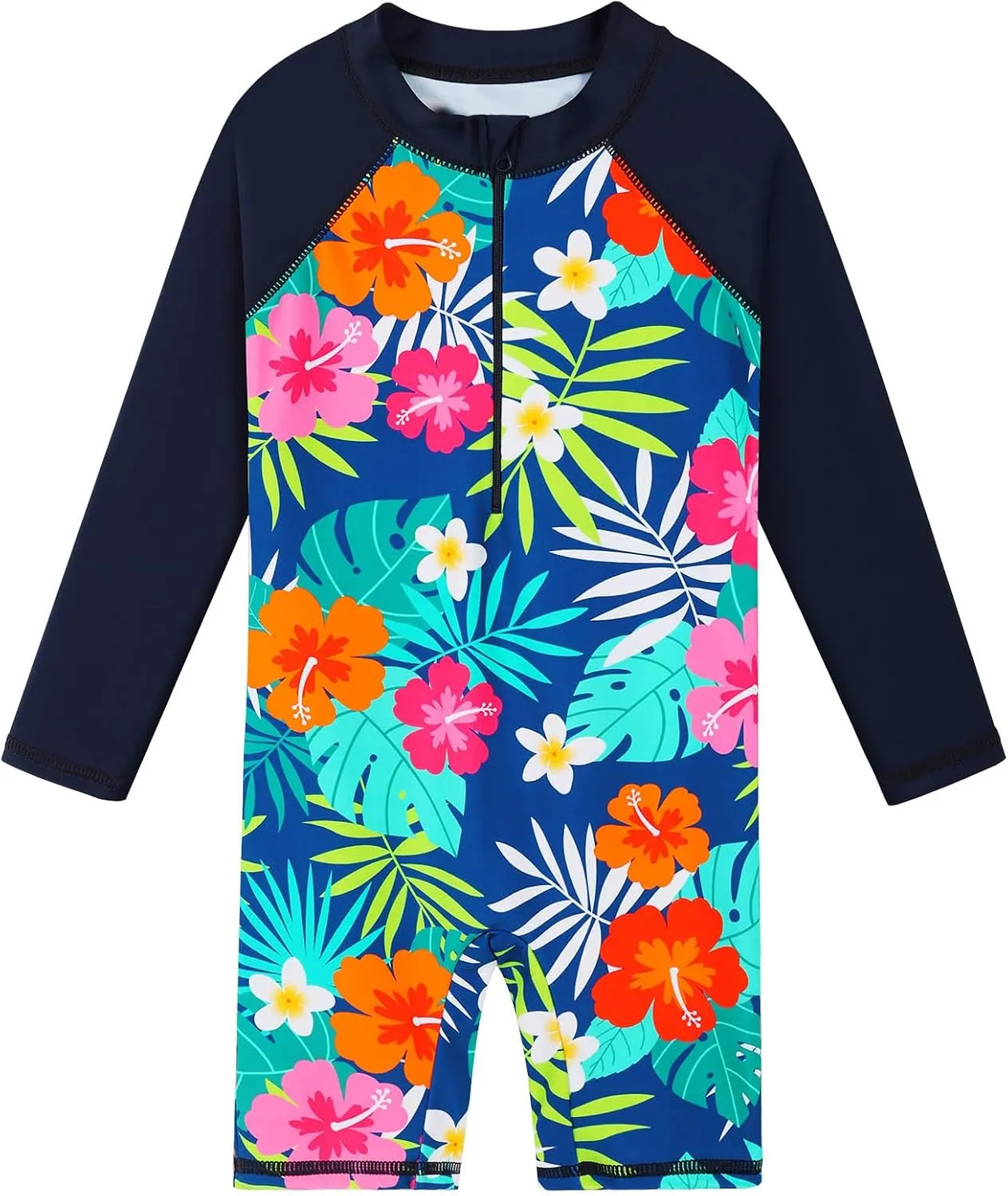 BAOHULU Girls One Piece Long Sleeve Swimsuit UPF 50  UV Bathing Suit Zipper Closure Beach Rashguard Swimwear