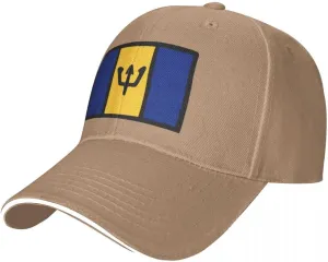 Barbados Flag Flat Pattern Casual Sandwich Baseball Cap-Adjustable Fit Four Seasons Breathable Lightweight Unisex Hat for Ou