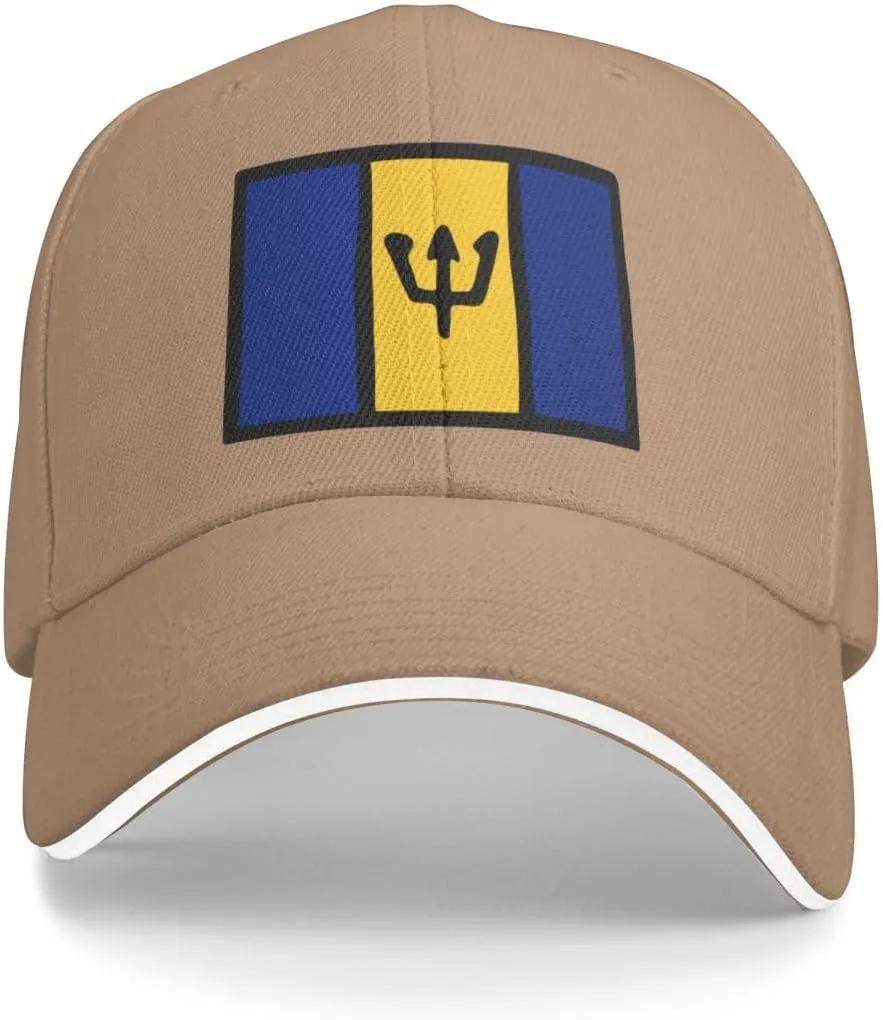 Barbados Flag Flat Pattern Casual Sandwich Baseball Cap-Adjustable Fit Four Seasons Breathable Lightweight Unisex Hat for Ou