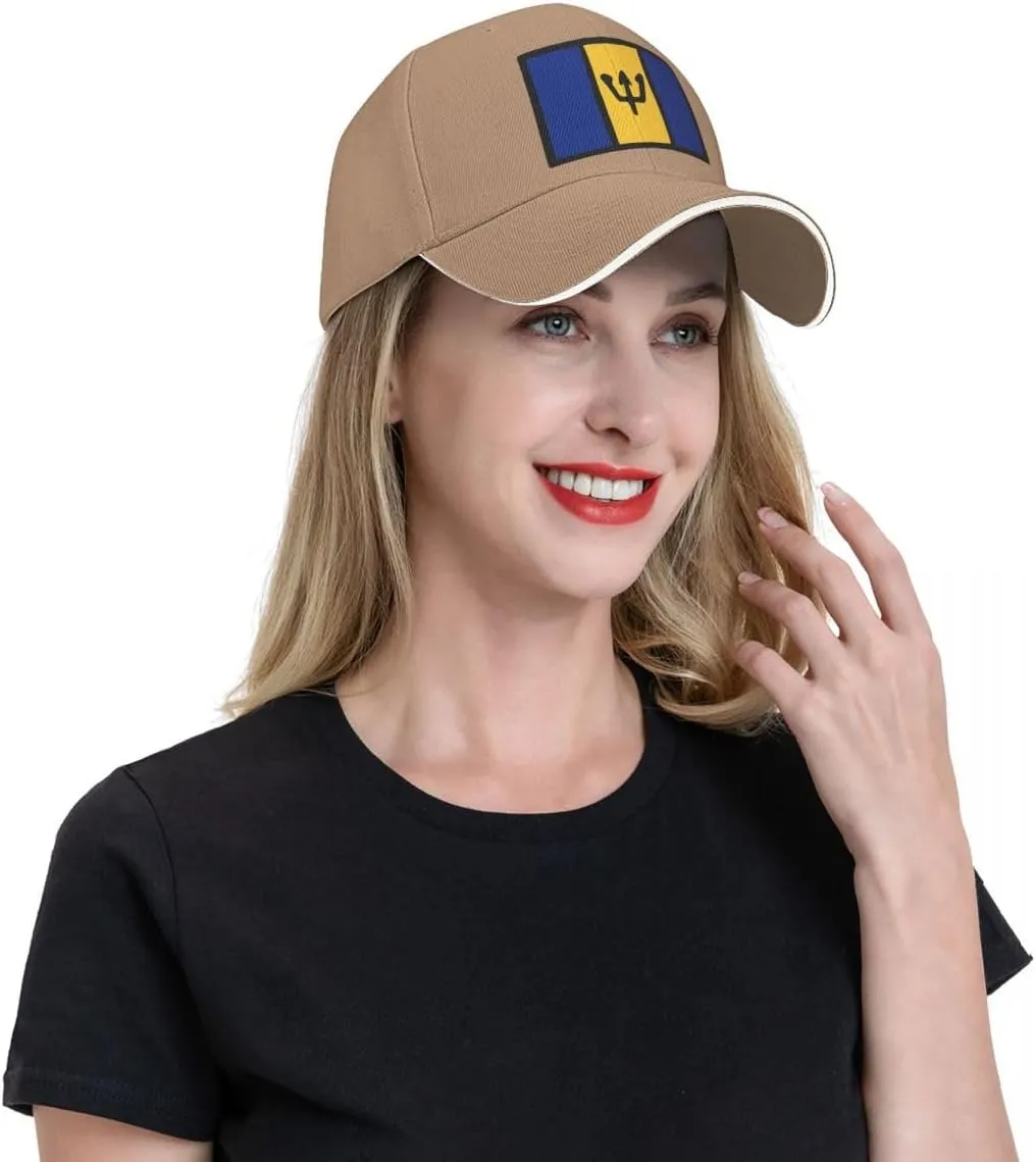 Barbados Flag Flat Pattern Casual Sandwich Baseball Cap-Adjustable Fit Four Seasons Breathable Lightweight Unisex Hat for Ou