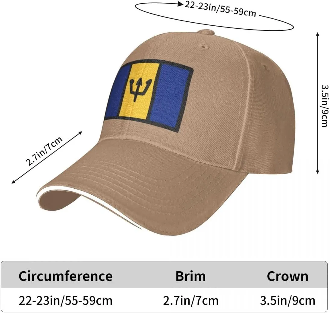 Barbados Flag Flat Pattern Casual Sandwich Baseball Cap-Adjustable Fit Four Seasons Breathable Lightweight Unisex Hat for Ou