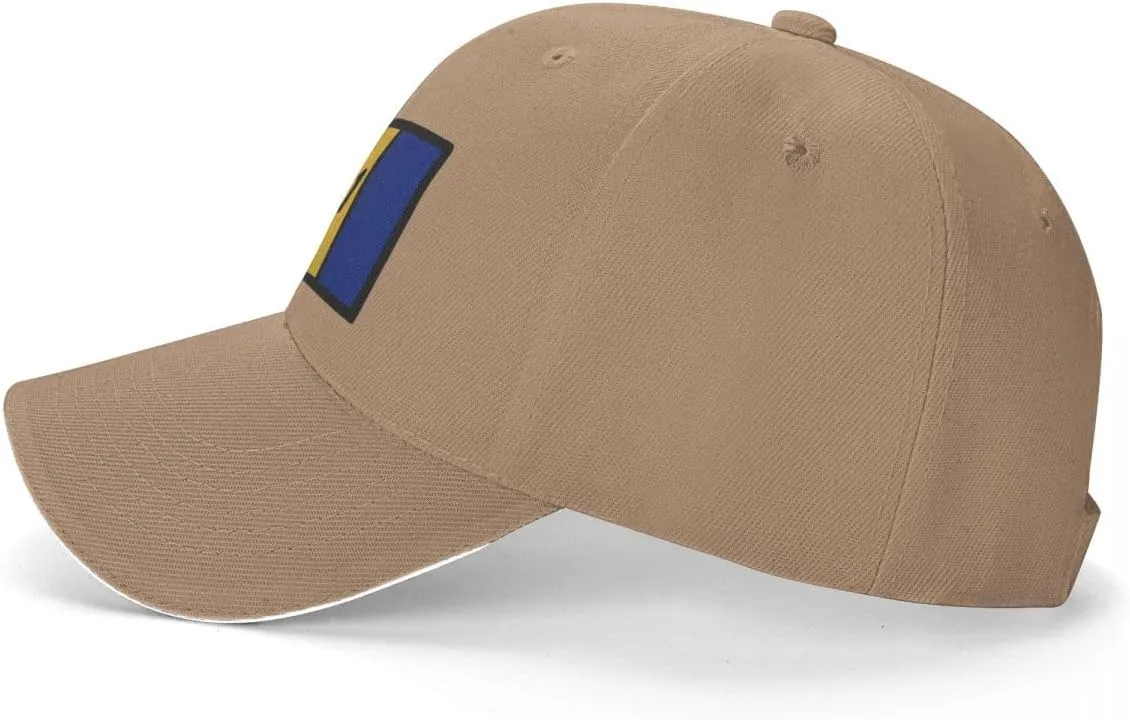 Barbados Flag Flat Pattern Casual Sandwich Baseball Cap-Adjustable Fit Four Seasons Breathable Lightweight Unisex Hat for Ou
