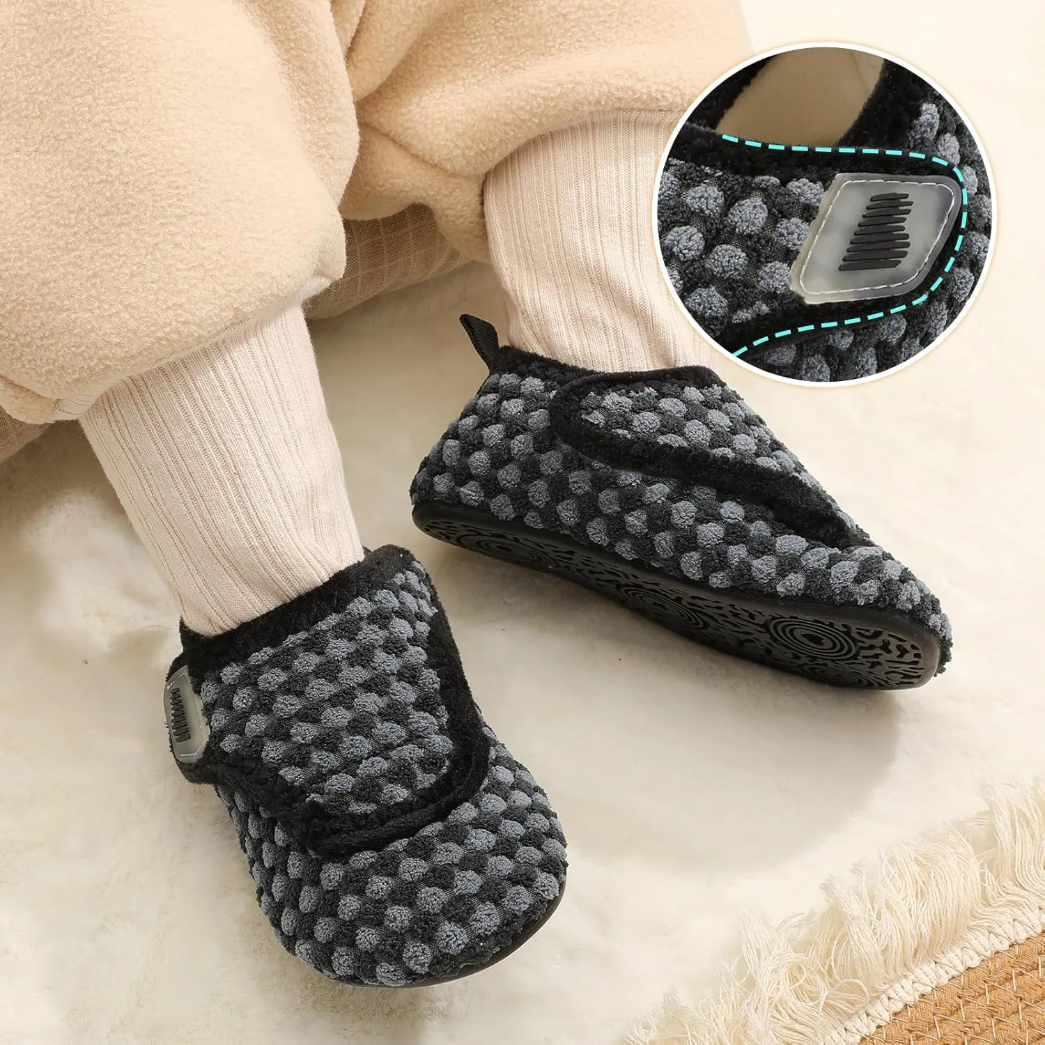 BARERUN Toddler Slippers Boys Girls House Shoes Warm Kids Slippers With Non-Slip Rubber Sole Fuzzy Cozy Walking Shoes Indoor/Outdoor