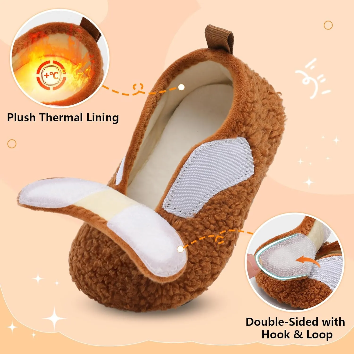 BARERUN Toddler Slippers Boys Girls House Shoes Warm Kids Slippers With Non-Slip Rubber Sole Fuzzy Cozy Walking Shoes Indoor/Outdoor