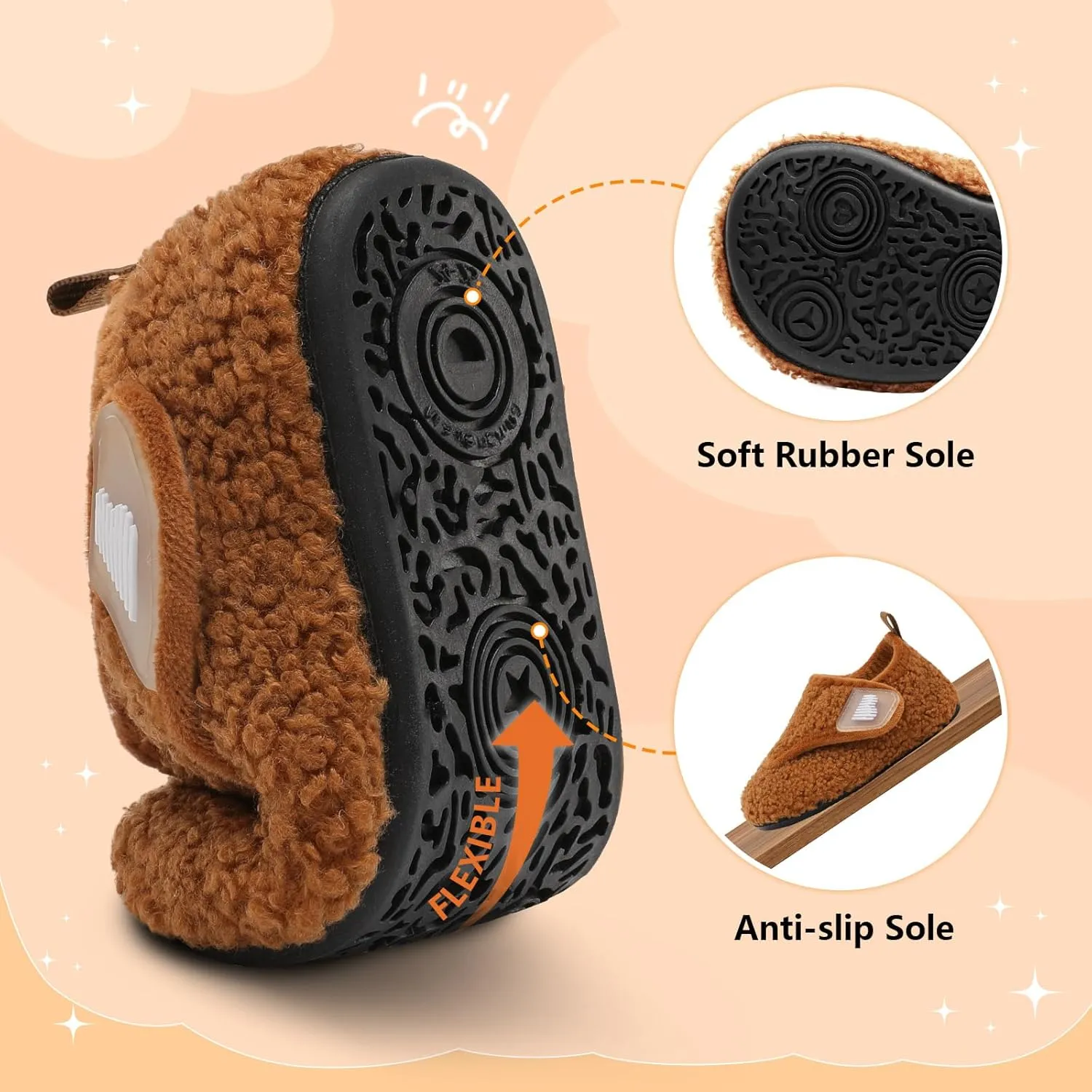 BARERUN Toddler Slippers Boys Girls House Shoes Warm Kids Slippers With Non-Slip Rubber Sole Fuzzy Cozy Walking Shoes Indoor/Outdoor