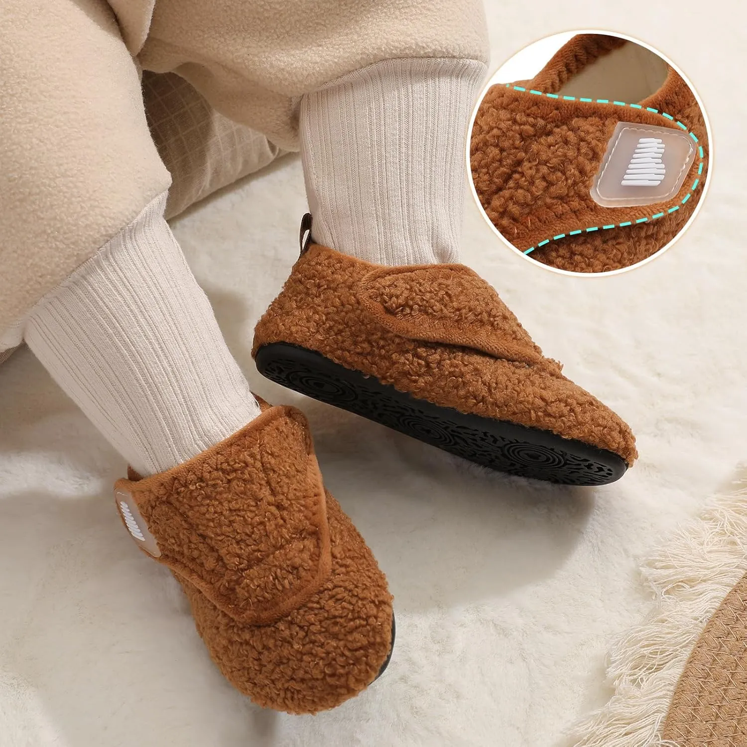 BARERUN Toddler Slippers Boys Girls House Shoes Warm Kids Slippers With Non-Slip Rubber Sole Fuzzy Cozy Walking Shoes Indoor/Outdoor