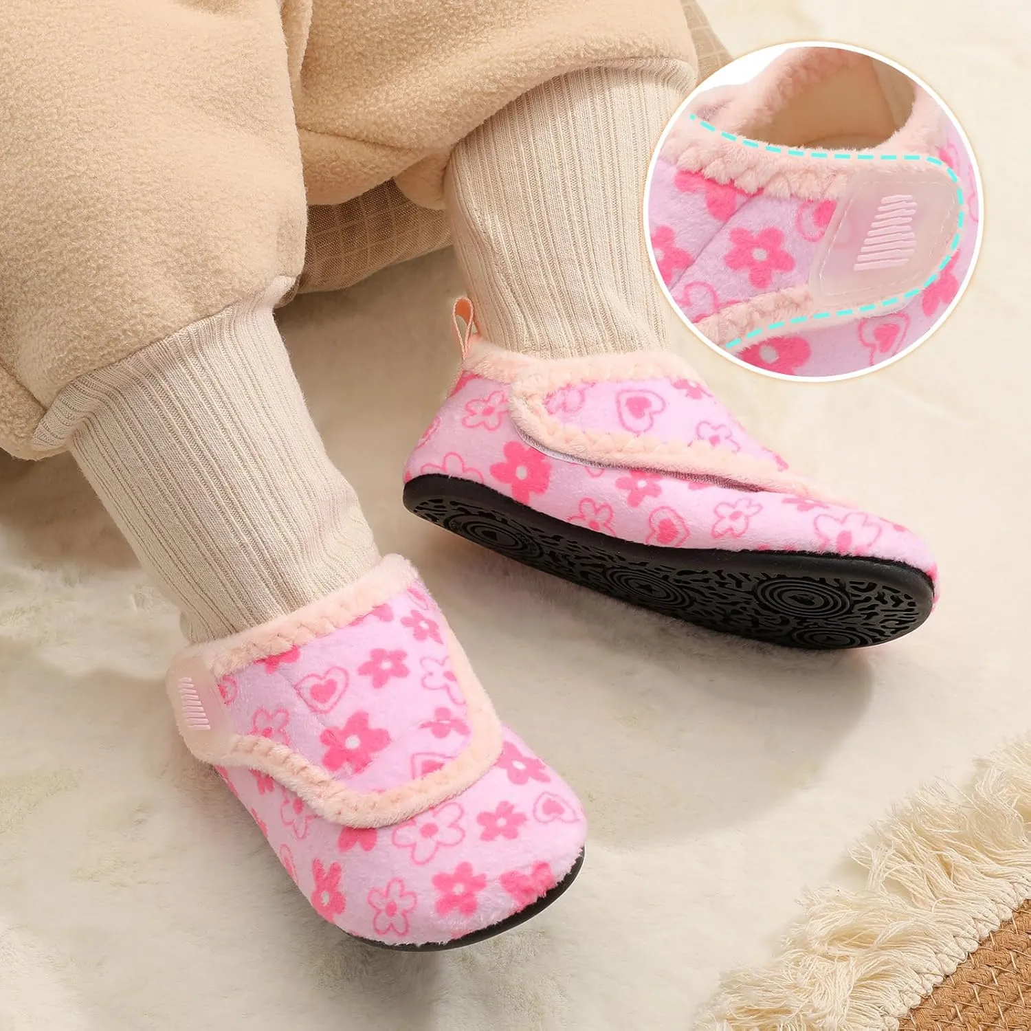 BARERUN Toddler Slippers Boys Girls House Shoes Warm Kids Slippers With Non-Slip Rubber Sole Fuzzy Cozy Walking Shoes Indoor/Outdoor