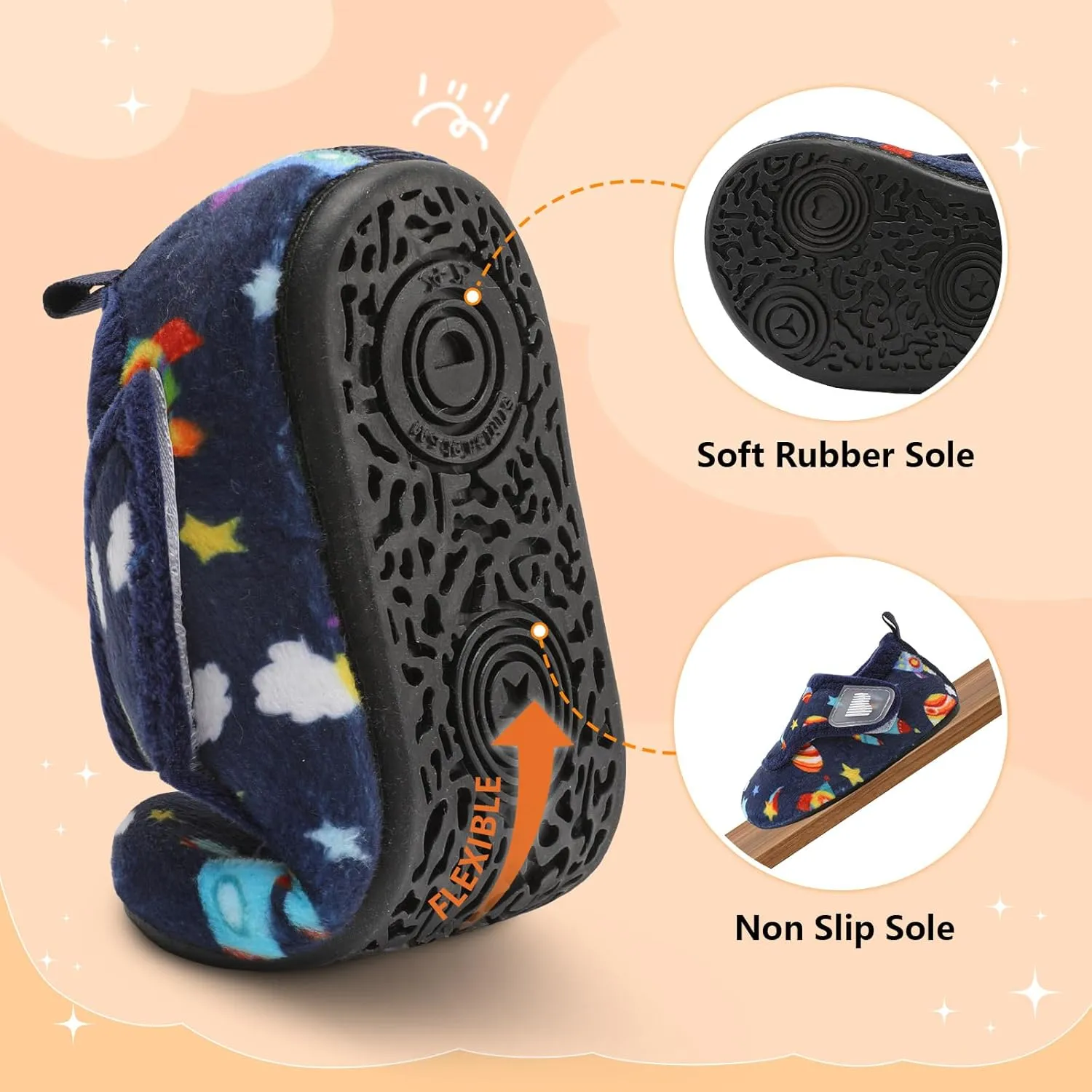 BARERUN Toddler Slippers Boys Girls House Shoes Warm Kids Slippers With Non-Slip Rubber Sole Fuzzy Cozy Walking Shoes Indoor/Outdoor