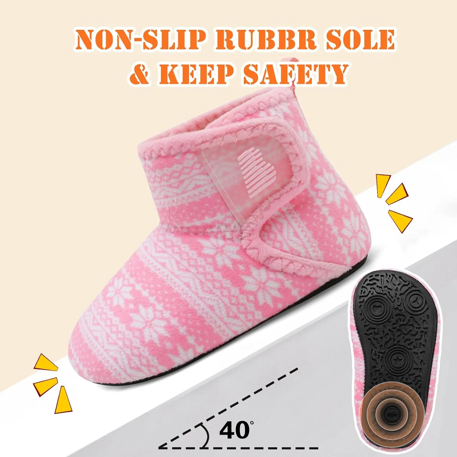 BARERUN Toddler Slippers Girls Boys House Shoes Baby Winter Booties Plush Cozy Kids House Slipper Warm Lightweight Infant Walking Shoes Socks