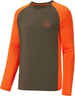 BASSDASH Men’s Lightweight Camo Hunting Shirt UPF 50  Sun Protection Long Sleeve Hiking Fishing Performance Tee Mesh Panels
