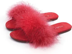 BCTEX COLL Women's Fluffy Pom Pom Feather Slipper Memory Foam Cozy Slippers House Bedroom Fuzzy Slippers for Women