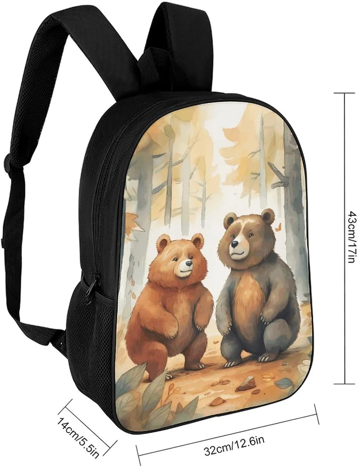 Bear in Woods Lightweight Backpack Casual Carry On Laptop Backpack,Hiking Bag for Camping Sports Work