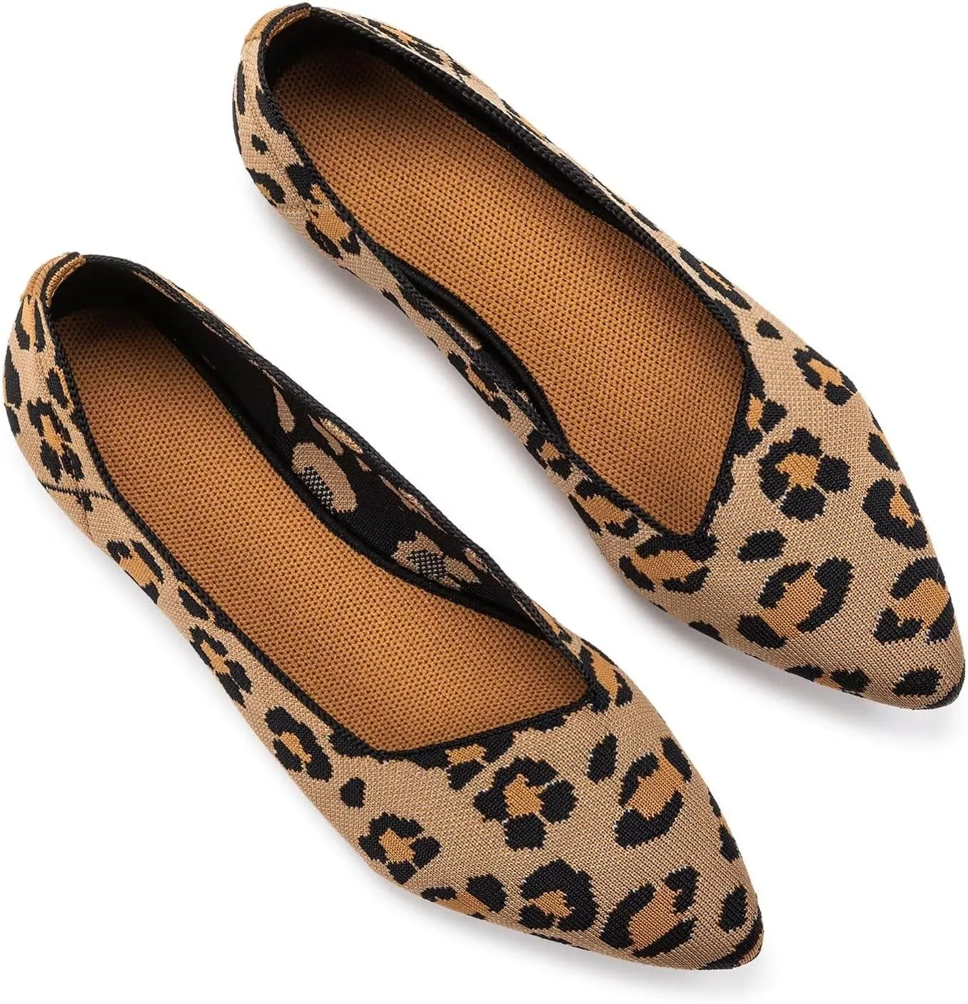 BEJINASH Women's Flat Shoes Black Pointed Toe Dress Shoes Knit Slip On Shoes Comfortable Walking Shoes for Woman Lightweight