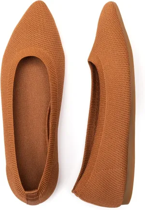 BEJINASH Women's Pointed Toe Flats Knit Flats Shoes for Women Comfortable Light Walking Shoes