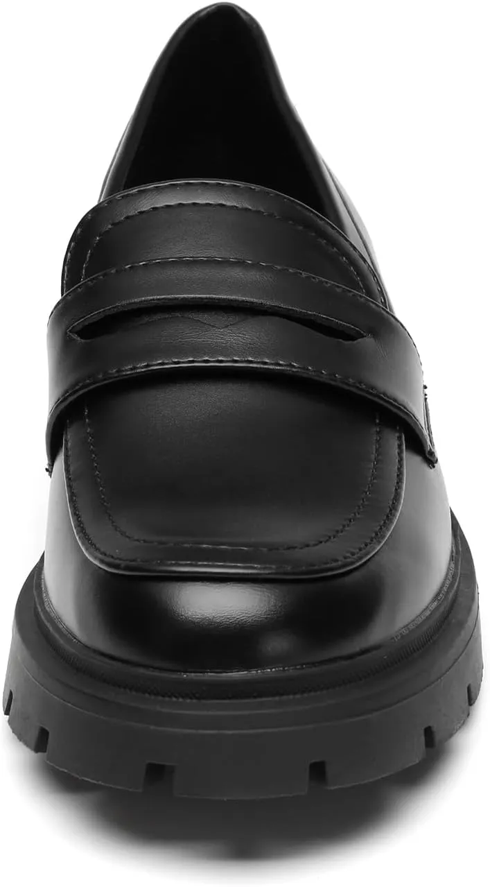 Bernal Loafers for Women Slip On Platform Chunky Penny Loafers Dressy and Work Business Fashion Shoes with Buckle