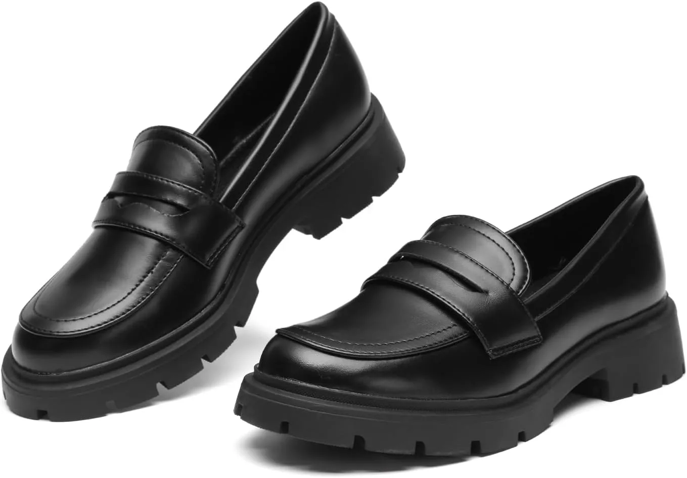 Bernal Loafers for Women Slip On Platform Chunky Penny Loafers Dressy and Work Business Fashion Shoes with Buckle
