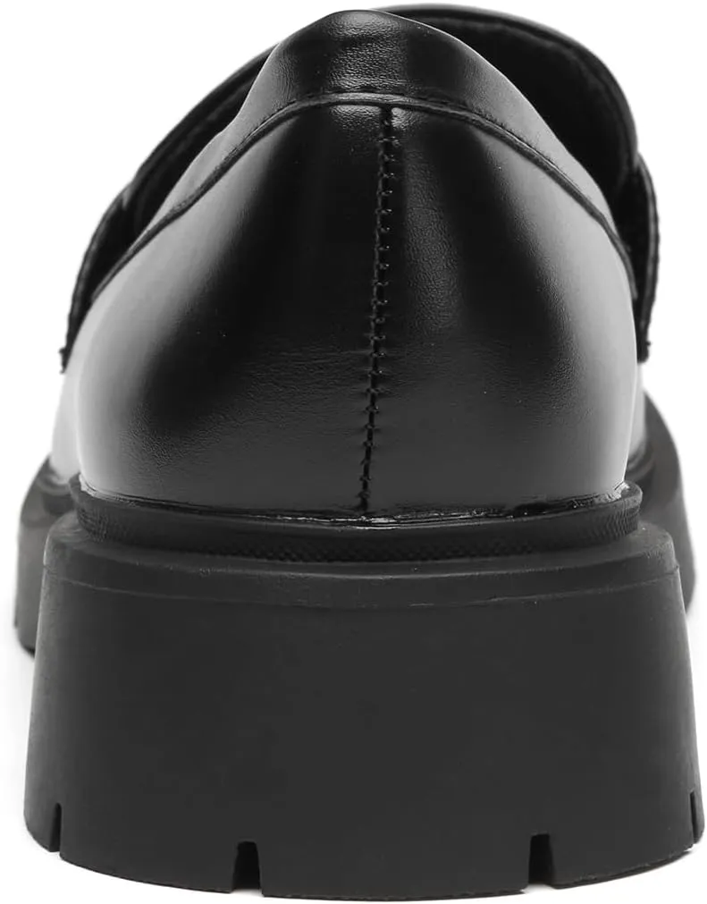 Bernal Loafers for Women Slip On Platform Chunky Penny Loafers Dressy and Work Business Fashion Shoes with Buckle