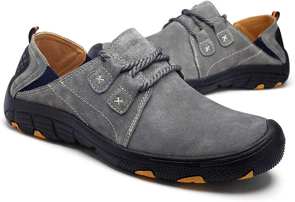 BIFINI Men's Suede Oxford Shoes Casual Lace Up Flats Driving Loafers