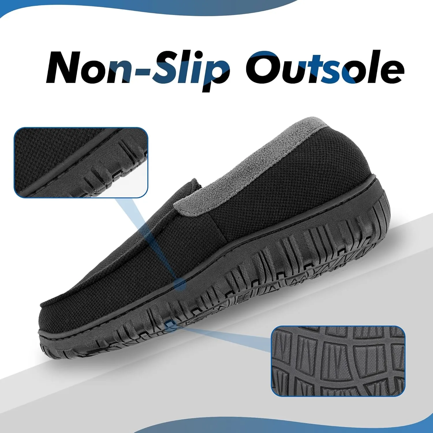 Bigwow Men's Moccasin Slippers Comfy House Slipper with Memory Foam Fleece Slip On Non-Slip Indoor Outdoor Shoes for Men