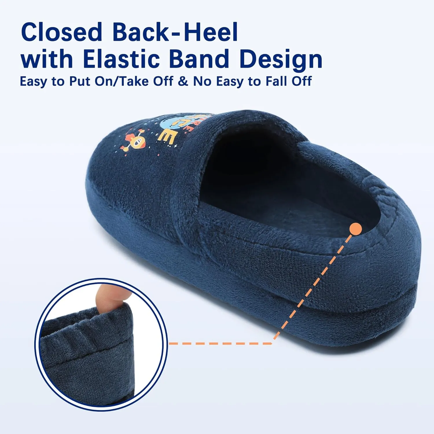 Bigwow Toddler Boys Girls Slippers Rocket Print Non-Slip Fuzzy Slip Ons Slipper for Little Kids Cozy Indoor House Shoes