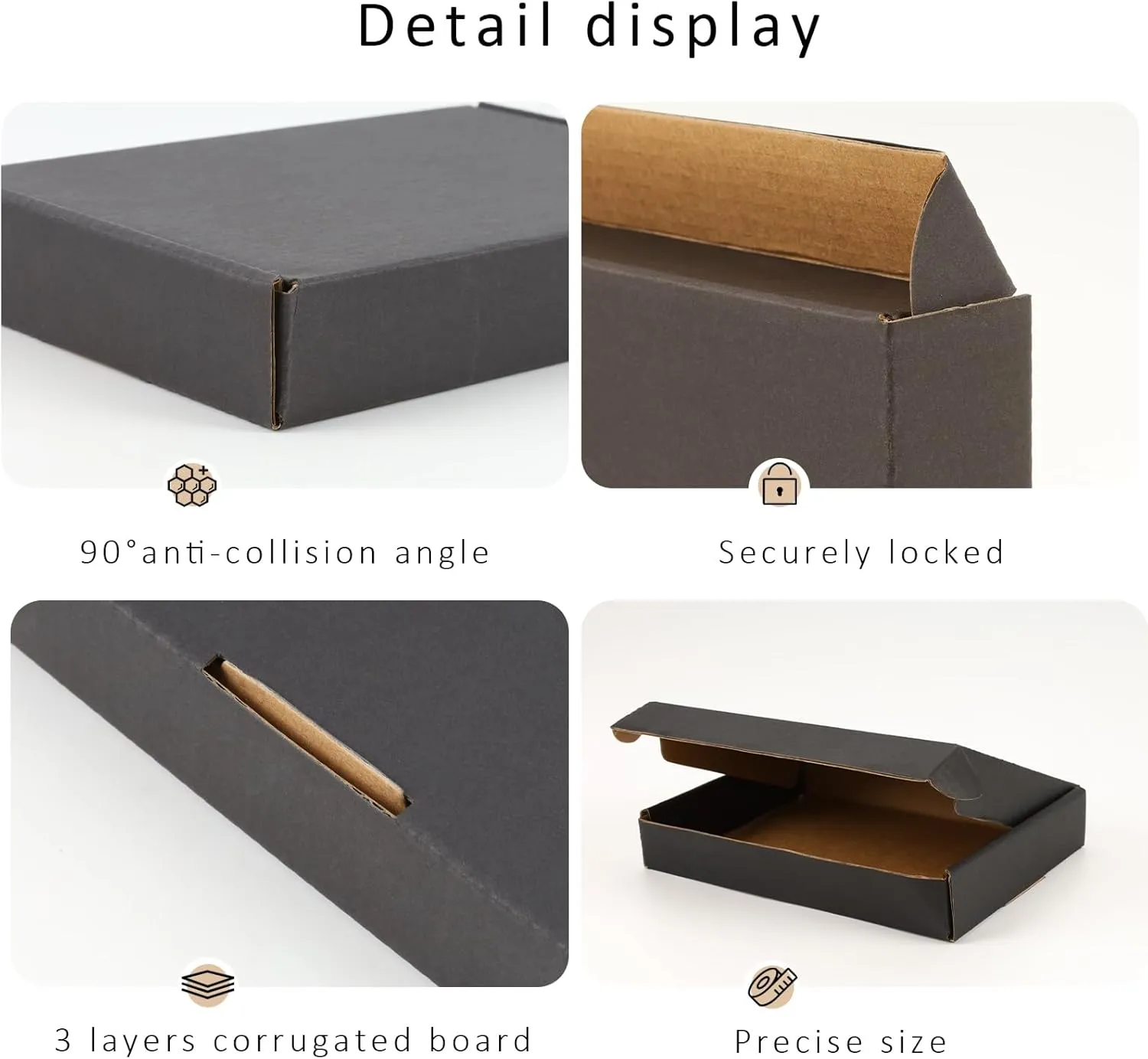 BIOBROWN 7x5x1" Small Shipping Boxes 50 Pack, Black Corrugated Cardboard Mailer Boxes Bulk for Packaging Small Business Mailing Gift
