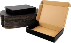BIOBROWN 7x5x1" Small Shipping Boxes 50 Pack, Black Corrugated Cardboard Mailer Boxes Bulk for Packaging Small Business Mailing Gift