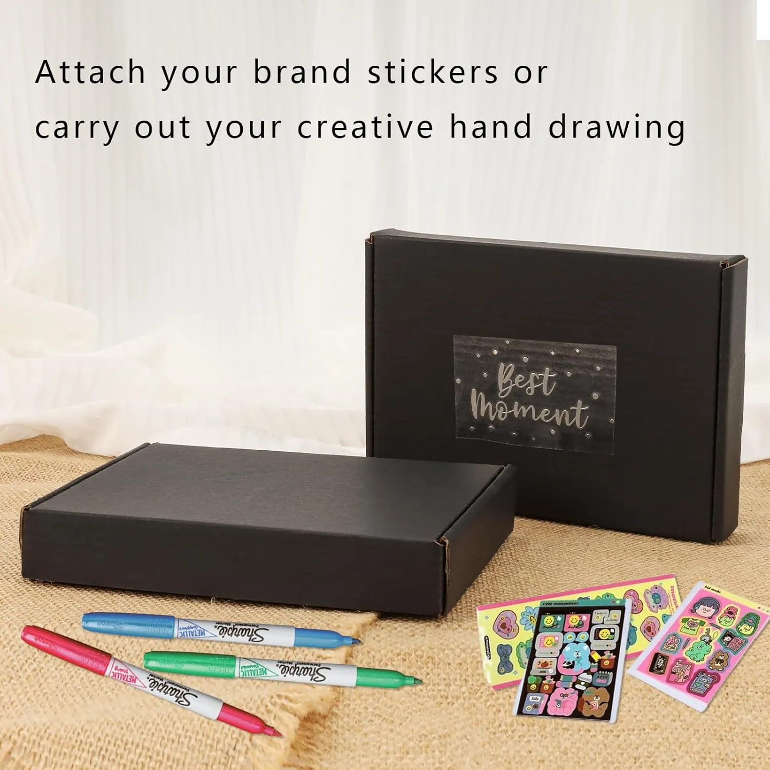 BIOBROWN 7x5x1" Small Shipping Boxes 50 Pack, Black Corrugated Cardboard Mailer Boxes Bulk for Packaging Small Business Mailing Gift
