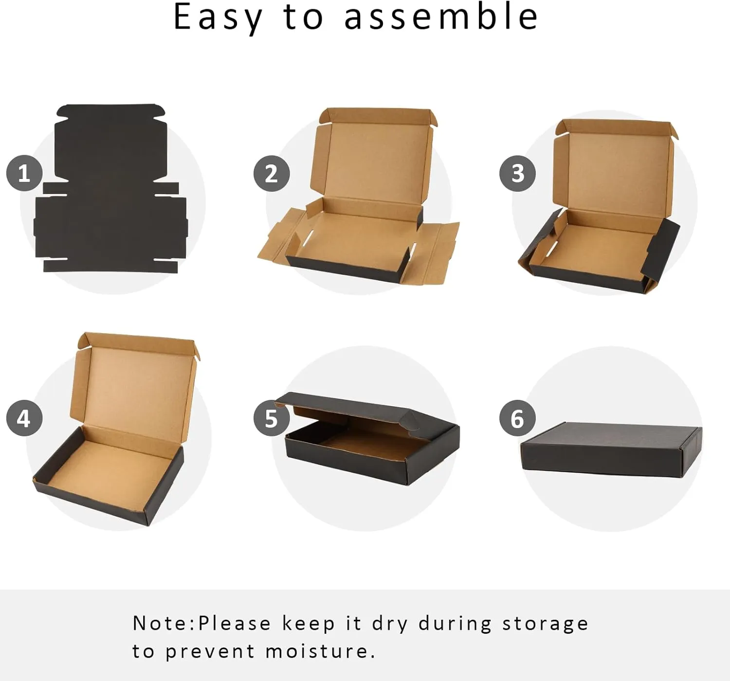BIOBROWN 7x5x1" Small Shipping Boxes 50 Pack, Black Corrugated Cardboard Mailer Boxes Bulk for Packaging Small Business Mailing Gift